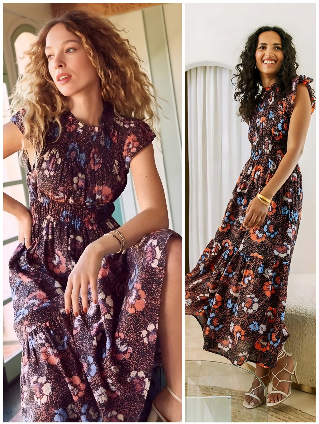 Cleobella Organic Cotton Boho Floral Kyah Purple Pink Dress, M